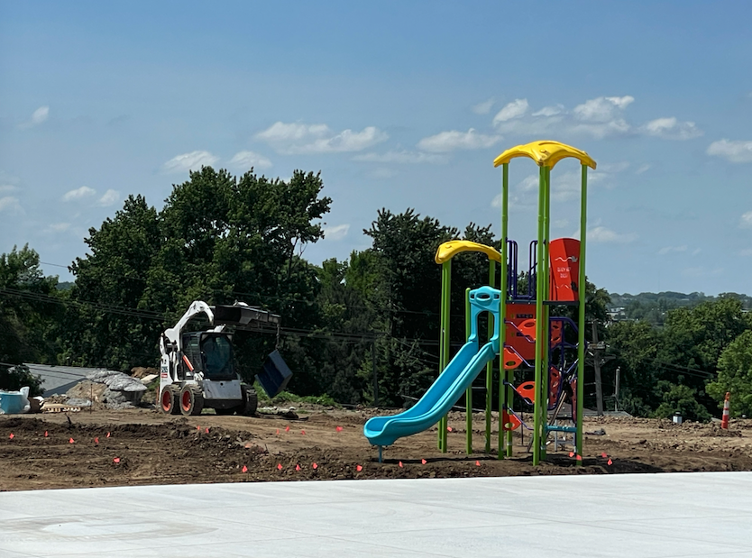 Westside66's tweet photo. Westgate Elementary is receiving a few finishing touches over the summer months.
Crews are breaking up and removing the parking lot and oval – and new playground equipment is being assembled.
 
#WeAreWestside https://t.co/y0794MA32A