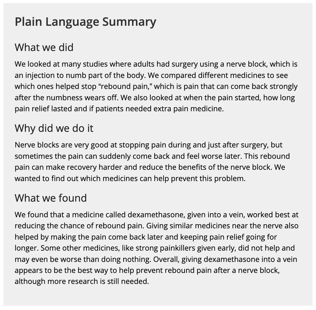Anaes_Journal's tweet photo. Nerve blocks are very good at stopping pain during and just after surgery, but sometimes the pain can suddenly come back and feel worse later.

What medicines helped stop “rebound pain"?

#anaesthesia #regionalanaesthesia #MedTwitter #Pain

https://t.co/Zy8E7F7ElK https://t.co/OWZ0c4wBih