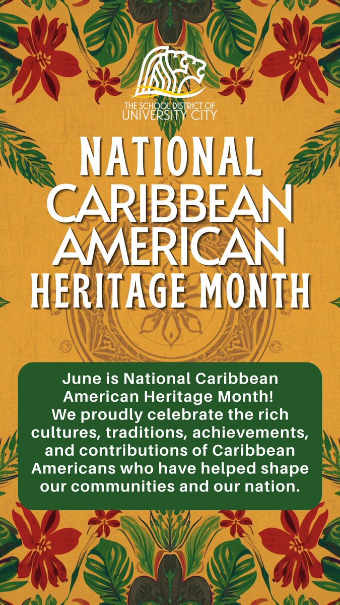 UCitySchools's tweet photo. June is National Caribbean American Heritage Month! We proudly celebrate the rich cultures, traditions, achievements, and contributions of Caribbean Americans who have helped shape our communities and our nation. @UCSharonica https://t.co/zB84xv8X4b