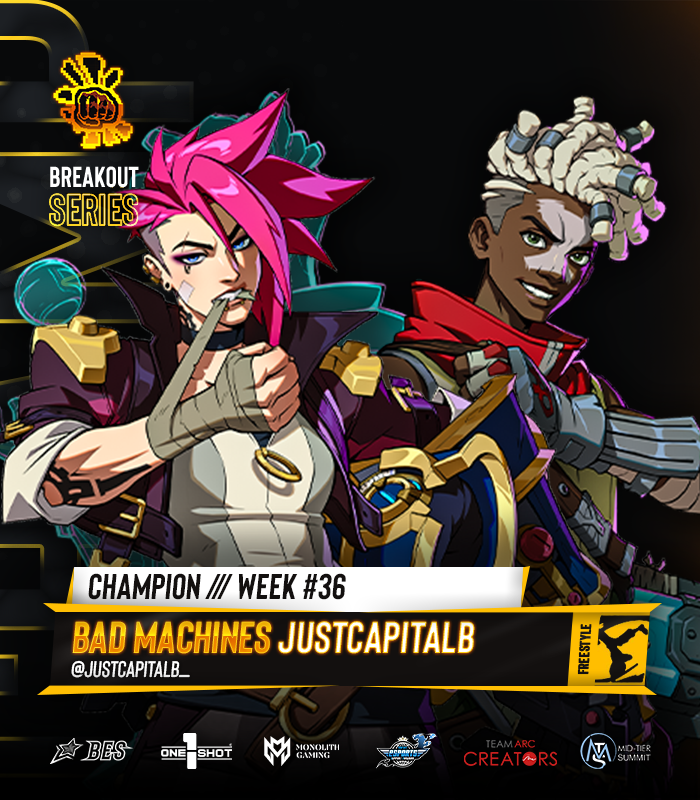 BreakoutES's tweet photo. 💫 BREAKOUT Series: #2XKO #36

Congratulations to @JustCapitalB_!!!

🏅 Your BES Top 8:
@romerulez9 / @James0650557330 / @fgc_grandino / @Dapper_Dlnosaur / @fgciefy / Sal_Fontes / Code Crunch JJ

#BREAKOUTSeries https://t.co/yQmM5fxtM2