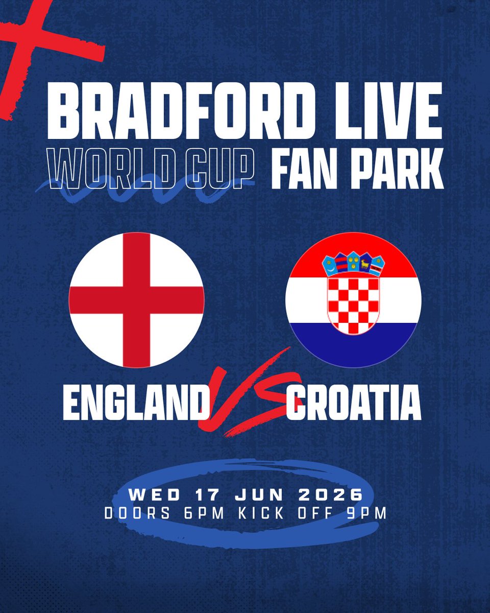 Bradford_Live's tweet photo. 📲 Group chat: activated. Who’s in your matchday squad?

Catch every moment of England's World Cup campaign at our FREE 3.5k capacity Fan Park, kicking off with ENG v CRO on 17 June.

 🔗 More info in the comments https://t.co/NSb1FJUVtN