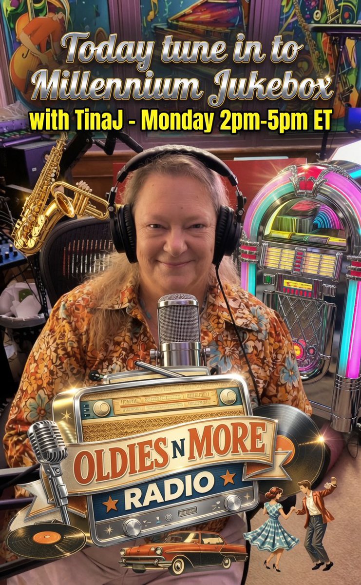 FlamesFun's tweet photo. Tune in on TuneIn, Google Home or at https://t.co/TLEQA5tLmu Best of the 50s 60’s 70’s music with TinaJ https://t.co/d09Px4wauM