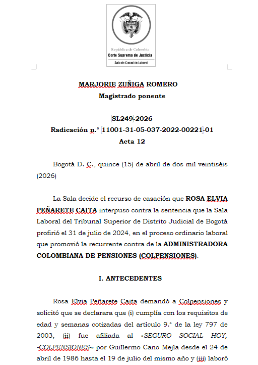 articulo20's tweet photo. SENTENCIA RECOMENDADA 🗣 

#Laboral

Reconocimiento retroactivo de la pensión cuando la administradora induce error que obliga al afiliado a seguir cotizando

SENT: SL249-2026 | RAD: 11001-31-05-037-2022-00221-01 https://t.co/vSZRXhhJNn