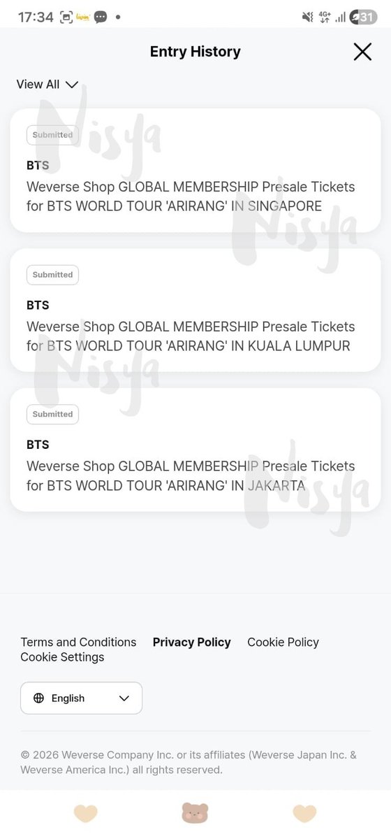 1395zip's tweet photo. open rent membership presale bts arirang tour🆙

‼️1 acc limited to 1 person only 
📝can buy up to 4 tix

- singapore: avail 3 accs
💸idr 100k/acc for 4 days
- bangkok: avail 1 acc
💸idr 100k/acc for 3 days
- kuala lumpur: avail 1 acc
💸idr 100k/acc for 2 days

dm if interested https://t.co/Exkh0lLYO9