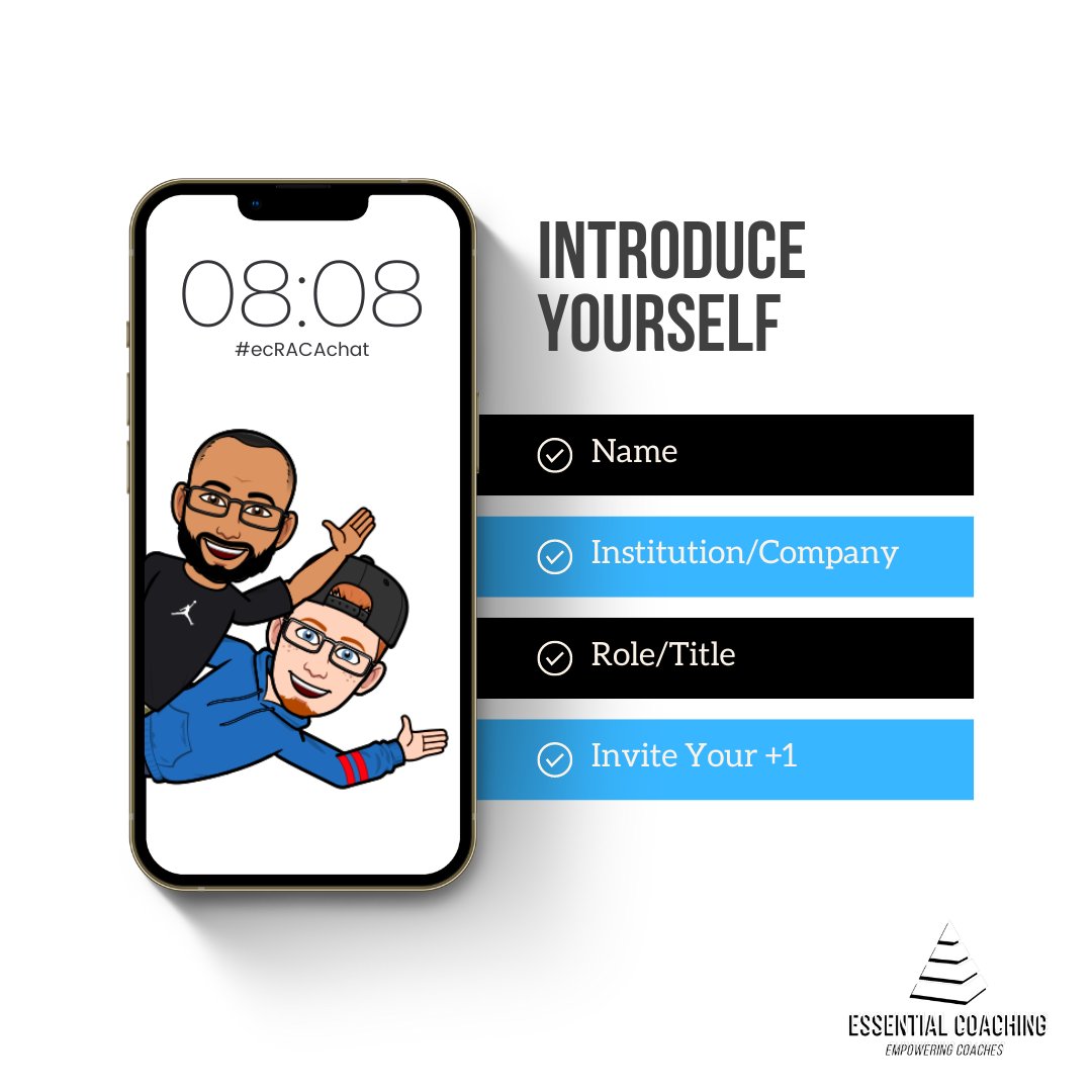 CoachEssential's tweet photo. Introduce yourself &amp; let the world know you’re here to get better.

Also - tag your +1 - let’s spread the wealth to grow together!

#ecRACAchat https://t.co/mIqEzY7r9Q