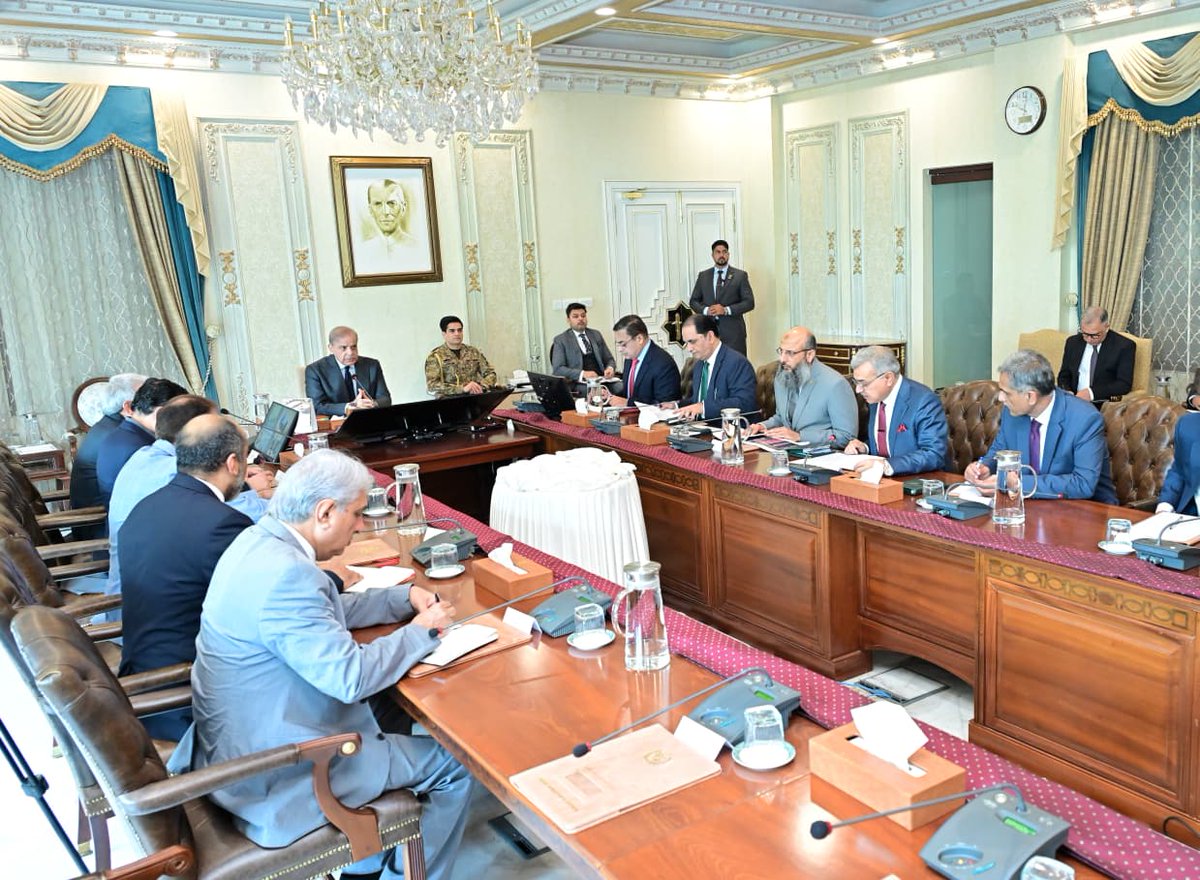 PakPMO's tweet photo. Prime Minister Muhammad Shehbaz Sharif chairs a review meeting regarding the agreements and MoUs signed during his recent visit to China, in Islamabad on 1 June 2026. https://t.co/hSRSQJyXb7