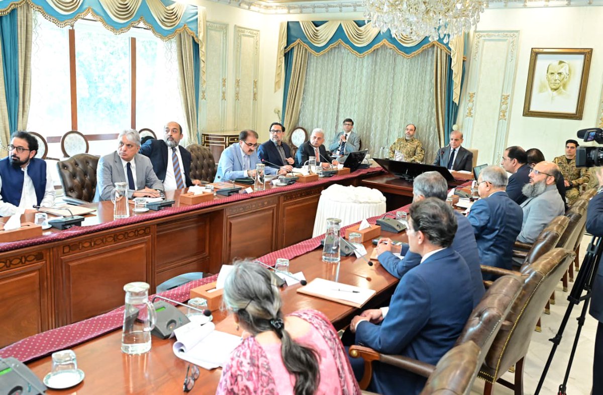 PakPMO's tweet photo. Prime Minister Muhammad Shehbaz Sharif chairs a review meeting regarding the agreements and MoUs signed during his recent visit to China, in Islamabad on 1 June 2026. https://t.co/hSRSQJyXb7