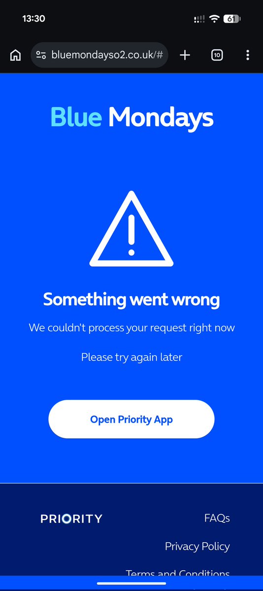 fiyero's tweet photo. Hi @o2 #O2Priority been getting this all day on the new blue Mondays. 🫠 https://t.co/umr2eqTEmN