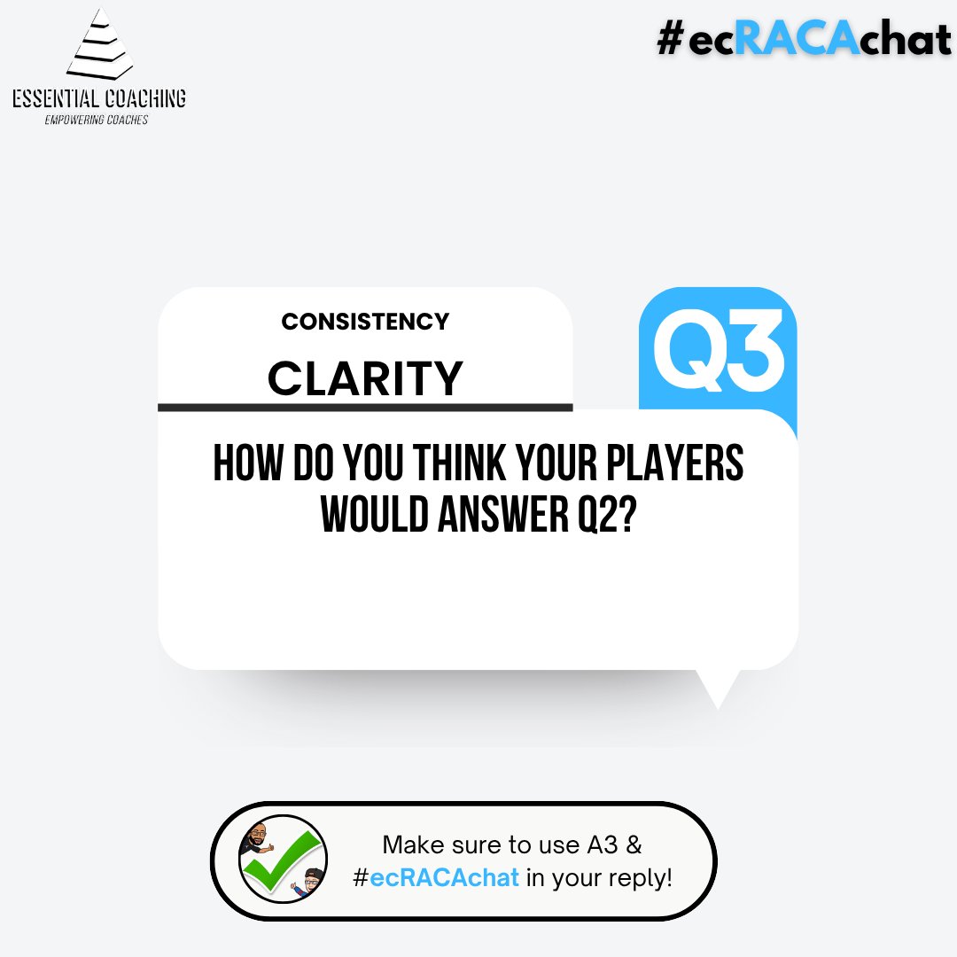 CoachEssential's tweet photo. Q3: Clarity

What’s bothering you about the inconsistency might not even occur to your players.

Let’s hear what they think.

Use A3 &amp; #ecRACAchat in your answers. https://t.co/XleTXzkPFr