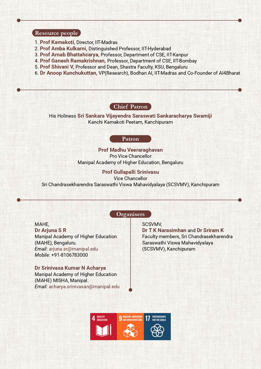 SCSVMVDU's tweet photo. National Workshop Announcement

SCSVMV joins hands with MAHE Bengaluru to host a prestigious National Workshop on Sanskrit Studies and Technology
🔹 Artificial Intelligence
🔹 Digital Humanities
🔹 Sanskrit &amp; Computational Linguistics
🔹 Indian Knowledge Systems

 18–19 Jun 2026 https://t.co/bDyc5NFZEj