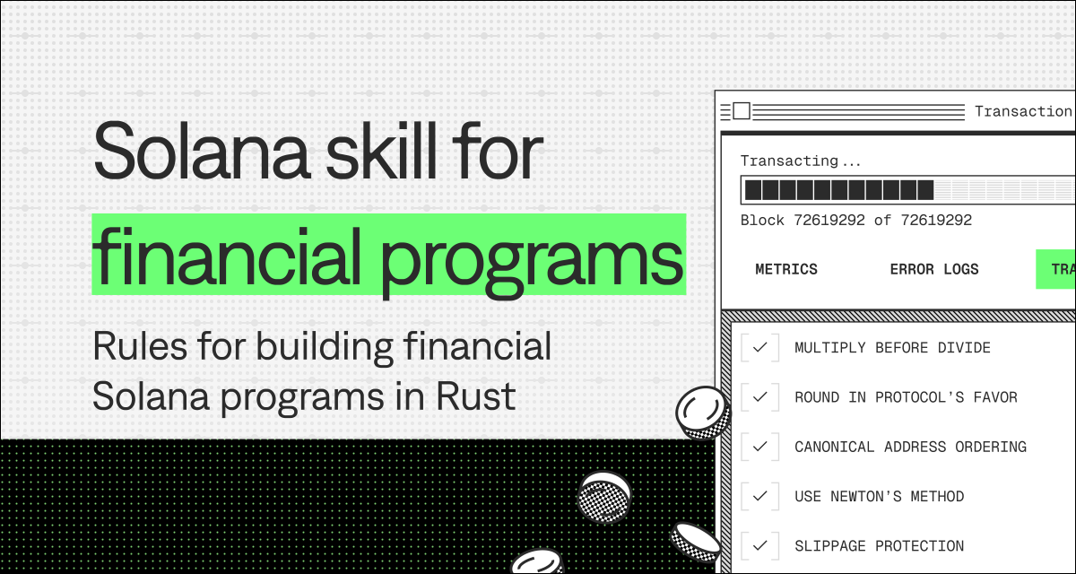 QuicknodeSolana's tweet photo. We've loaded the Quicknode Solana Claude Skill with Rust-based financial rules, based on production patterns used in the largest programs on Solana.

npx skills add https://t.co/SuZ3q5UqxK https://t.co/BtZOQ9DIb4