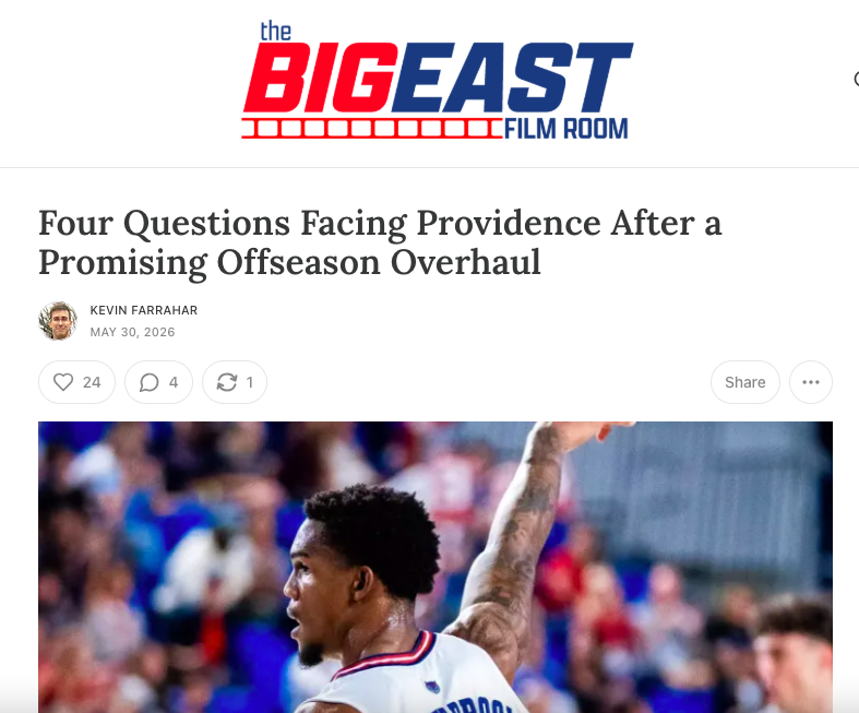 Kevin_Farrahar's tweet photo. From Dink Pate's ceiling to where Providence's new center duo rates among the Big East, here's a look at four key questions facing the Friars following a strong roster rebuild this spring.

https://t.co/rzniBy8Q8V https://t.co/ydPGpuHuxC