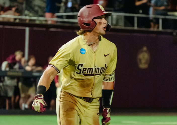 Monty2740's tweet photo. Last night, Florida State captain Ben Barrett cemented himself as a playoff legend.

My latest story details Barrett's journey from 2-way freshman, to pitcher-only, to unlikely slugger after 3 years away from the batter's box⤵️

https://t.co/HAmphWs7Gn

PHOTO CRED: FSU Athletics https://t.co/FKnaQVxIrG