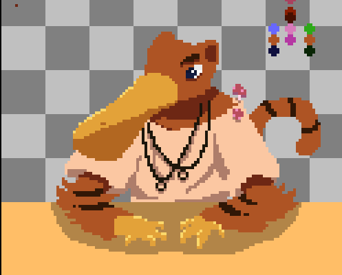 stopwatch_games's tweet photo. character #4 for the game.

pelican + tiger. pearl necklace.
she orders the same tea every visit.
she has never once explained why.
you learn not to ask.

The Last Tea House 🍵

#pixelart #indiedev https://t.co/hzJ7strO8n