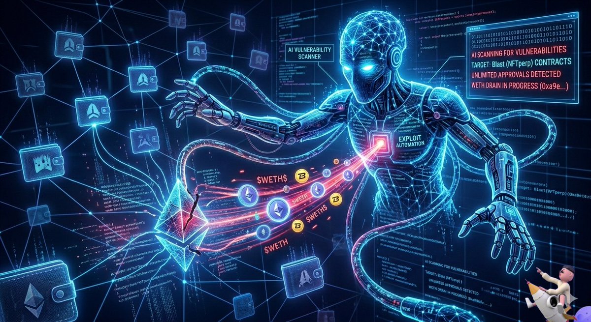 mokaskom1's tweet photo. 🤖 Is AI hunting for your wallets?

While everyone is busy discussing the utility of neural networks, hackers seem to have already automated vulnerability hunting. 
The recent incident with $WETH being drained via $NFTperp contracts on the @blast network makes one wonder: have exploiters deployed a massive AI algorithm that scans old approvals in real-time and searches for weak spots in every single $DeFi project?

0xa9efd949e91e2ee51f81bdf8a61c7bf9d7fb1be7.  "All coins are draining into WETH via the NFTperp contract."