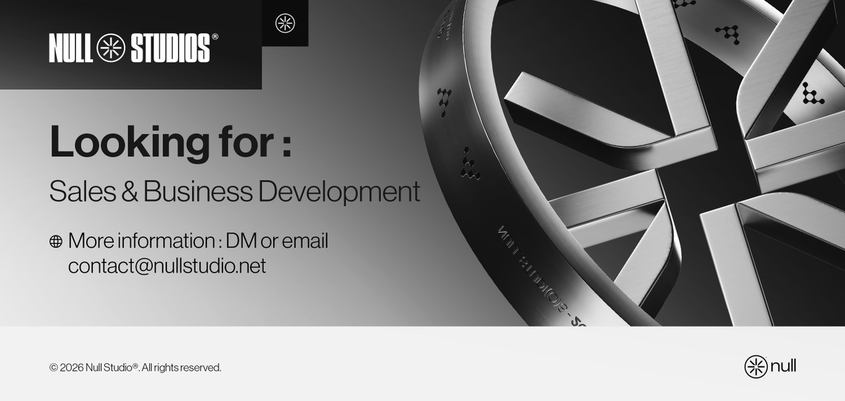 NULLSTUDIO_'s tweet photo. [HIRING] - Null studio extand.
...
We are looking for a Sales & Business Development Manager in esports.
...
Requirements:
• Deep understanding of the esports industry
• Strong network knowledge within esports/gaming
• Experience in client acquisition & partnerships
• Fluent English
...
Interested? 
📩DM us or contact@nullstudio.net