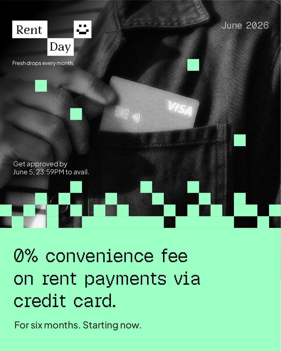 atrishabh's tweet photo. Zero convenience fees on your first six rent payments via credit card. That's the offer this Rent Day.

Download @securedbyflent and get approved by June 5th. And don't forget to pay using the right credit card :) https://t.co/8UrPC2UWyl