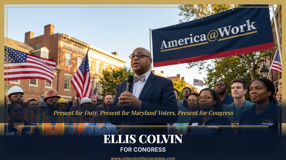 Colvin4Congress's tweet photo. ☀️ Maryland — MD-5 lost 25K+ jobs. That ends with Dr. Ellis Colvin in Congress. #AmericaAtWork | https://t.co/tjYNW4atJ9 #EllisColvinForCongress #JobsFirst https://t.co/tlRvfcgzie