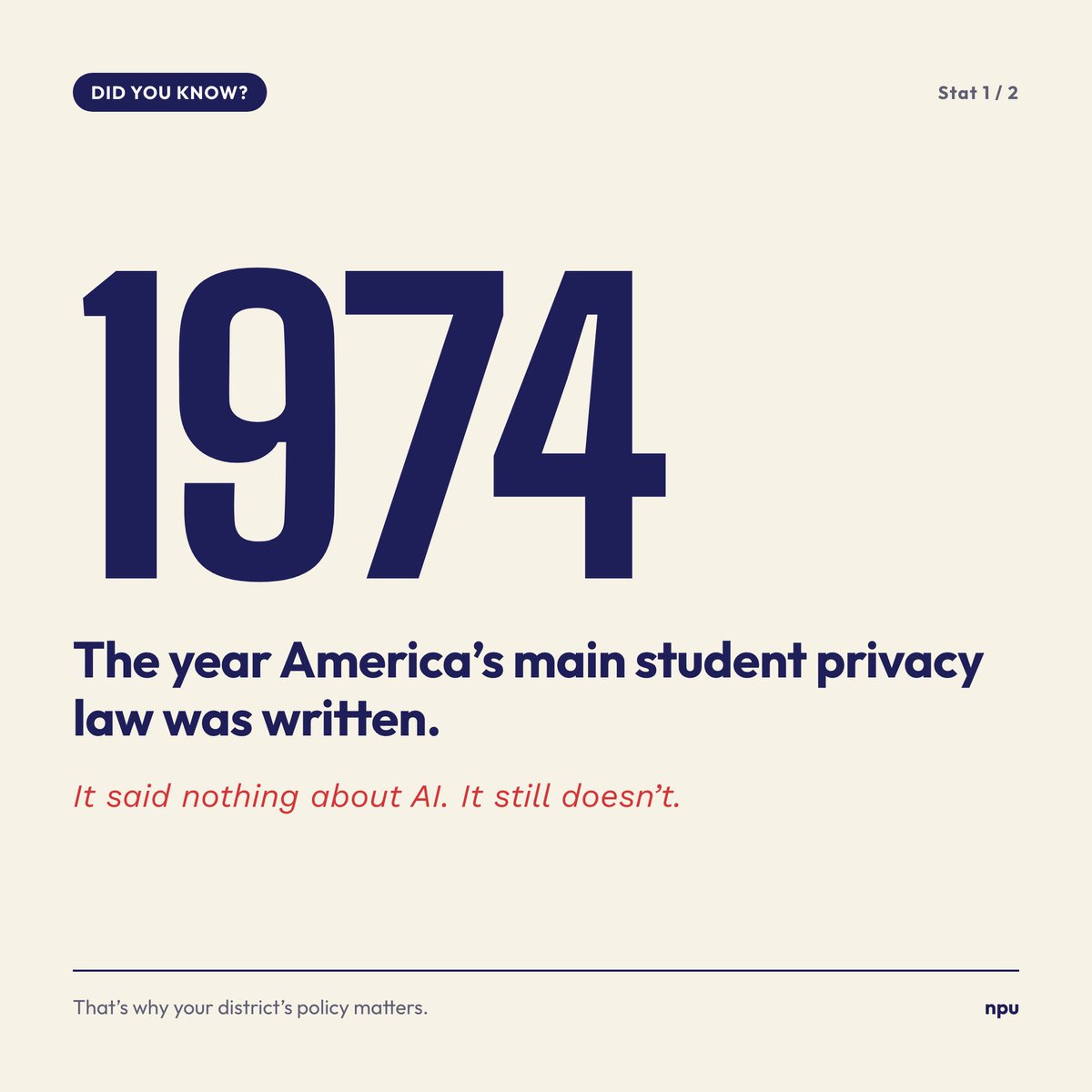 jburkeallen's tweet photo. The year was 1974‼️

It’s 2026 and America’s main student privacy law hasn’t been updated to include AI. 

But kids are spending more and more time online and families need to know how to navigate the world of digital privacy and safety. 

Find tools here: https://t.co/KkNPkc124Z https://t.co/OE1VEBAfGE