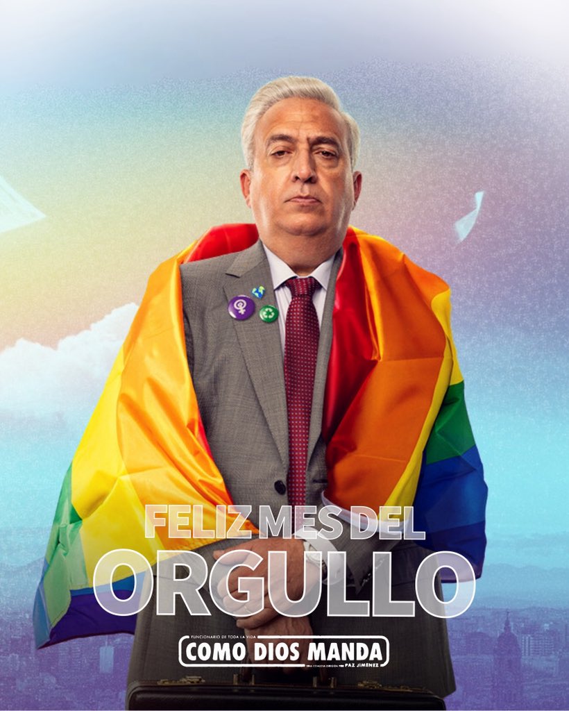 AralanFilms's tweet photo. 🎊 Inauguramos el mes del Orgullo LGTBIQ+ “como Dios manda”. 🏳️‍🌈

Nuestro Andrés Cuadrado se une a la celebración desde que un desafortunado enfrentamiento con una compañera le catapultó al Ministerio de Igualdad. ⚧️

#ComoDiosManda, disponible en HBO Max y Movistar Plus. 🎬 https://t.co/OrlIGZpFQe