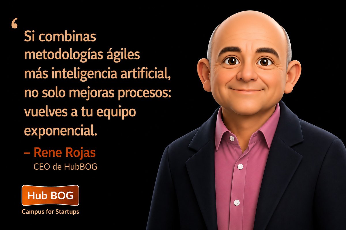 hubBOG's tweet photo. #FraseDelDía “Si combinas metodologías ágiles más inteligencia artificial, no solo mejoras procesos: vuelves a tu equipo exponencial.”, Rene Rojas, CEO de HubBOG   
Conoce más acerca de casos de éxito empresarial con Inteligencia Artificial, en los eventos https://t.co/z9d15vK3kv https://t.co/sHSNtlZmA0