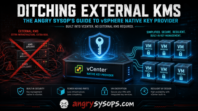 WaldemarPera's tweet photo. @VMware (by @Broadcom) #HybridCloud #VCF - Ditching External KMS: The AngrySysOps Guide to vSphere Native Key Provider (by @TheTechWorldPod) @VMwareVCF @vExpert #vExpertVCF https://t.co/DjqvABJDKD https://t.co/09f8BT3ItN