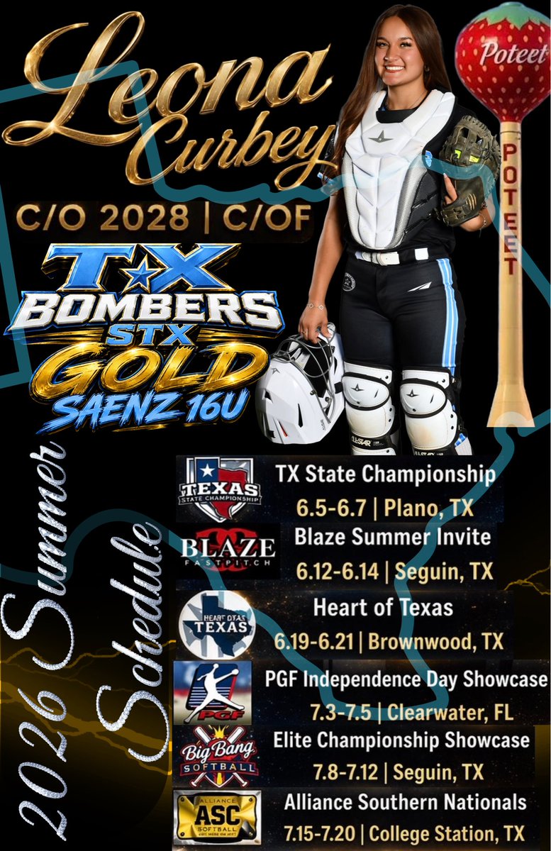 lcurbey12's tweet photo. My summer schedule for 2026 with my Bombers Saenz family. Going to be a fun and exciting summer with a great group of talented ballers around me. 

@bombersaenz16u @SM_Thunder33

@UIWSoftball @deanofsoftball5
@UTSASoftball @Coach_JimBray
@IslandersSball
@TamusaSoftball @Coach_NicoleD @JTovar1tamusa
@TAMIU_SB
@CoachChurchie @BlinnSoftball
@SanJacSoftball 
@SoftballTemple 
@ETBU_Softball @JanaeShirley

@CoastRecruitsSB @SoftballHome @gatorjack72 @SportsXFilm @SBRRetweets @SoftballClips @TOP_D1RECRUITS @SoftballPros @GritExperience @TakeCharge_SB @D1Softball @AllAccessAth @SoftballRecruit @SoftballDown @DiamondAddicts @TopPreps @Get2CollegAth @GBRRecruits @RecruitMatador @NextEraAthletes 
@softball_home @directrecruits @DFWsho @RecruitCentex @ondecksoftball @UncommittedUTR @tagupSoftball @SoftballClips @LegacyLegendsS1 @SoftballPoteet @PE1909 @PoteetAggies @SportPrepX