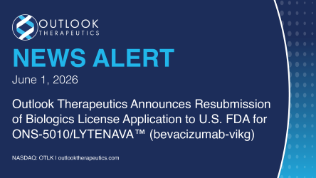 OutlookTx's tweet photo. Outlook Therapeutics Announces Resubmission of Biologics License Application to U.S. FDA for ONS-5010/LYTENAVA™ (bevacizumab-vikg)

https://t.co/VDwNPMYvrh 
$OTLK #RetinaDisease #Ophthalmology #wetAMD https://t.co/ASRkHok64e
