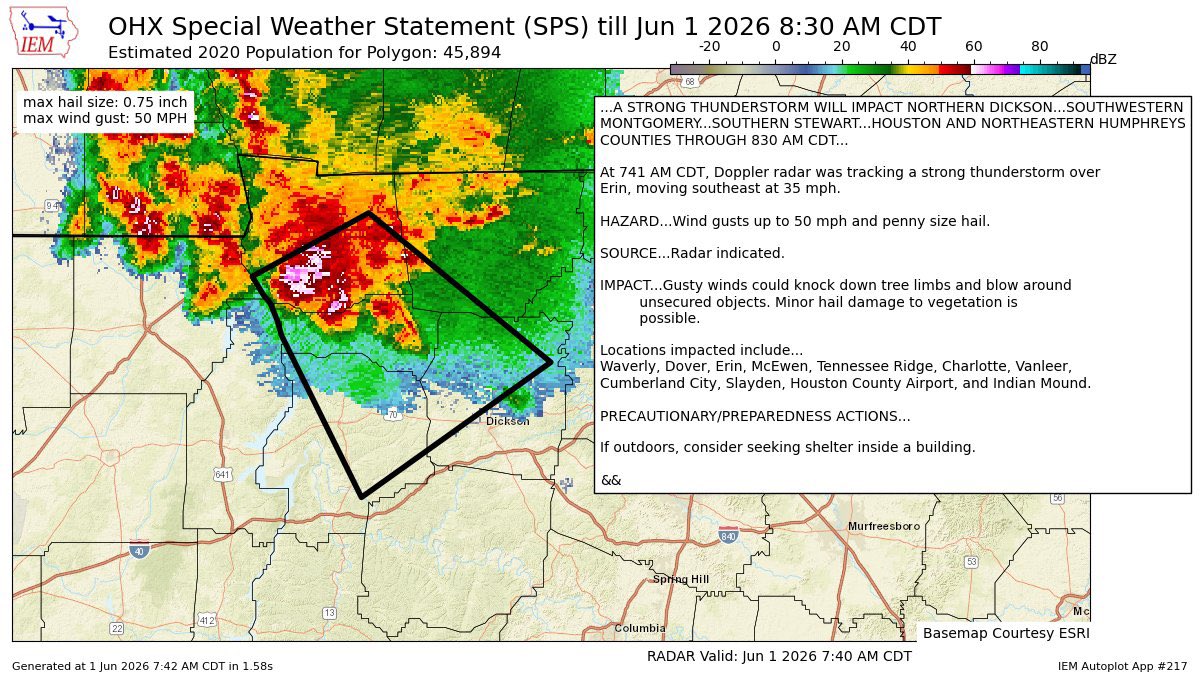 A Special Weather Statement has been issued for the very southwestern ...