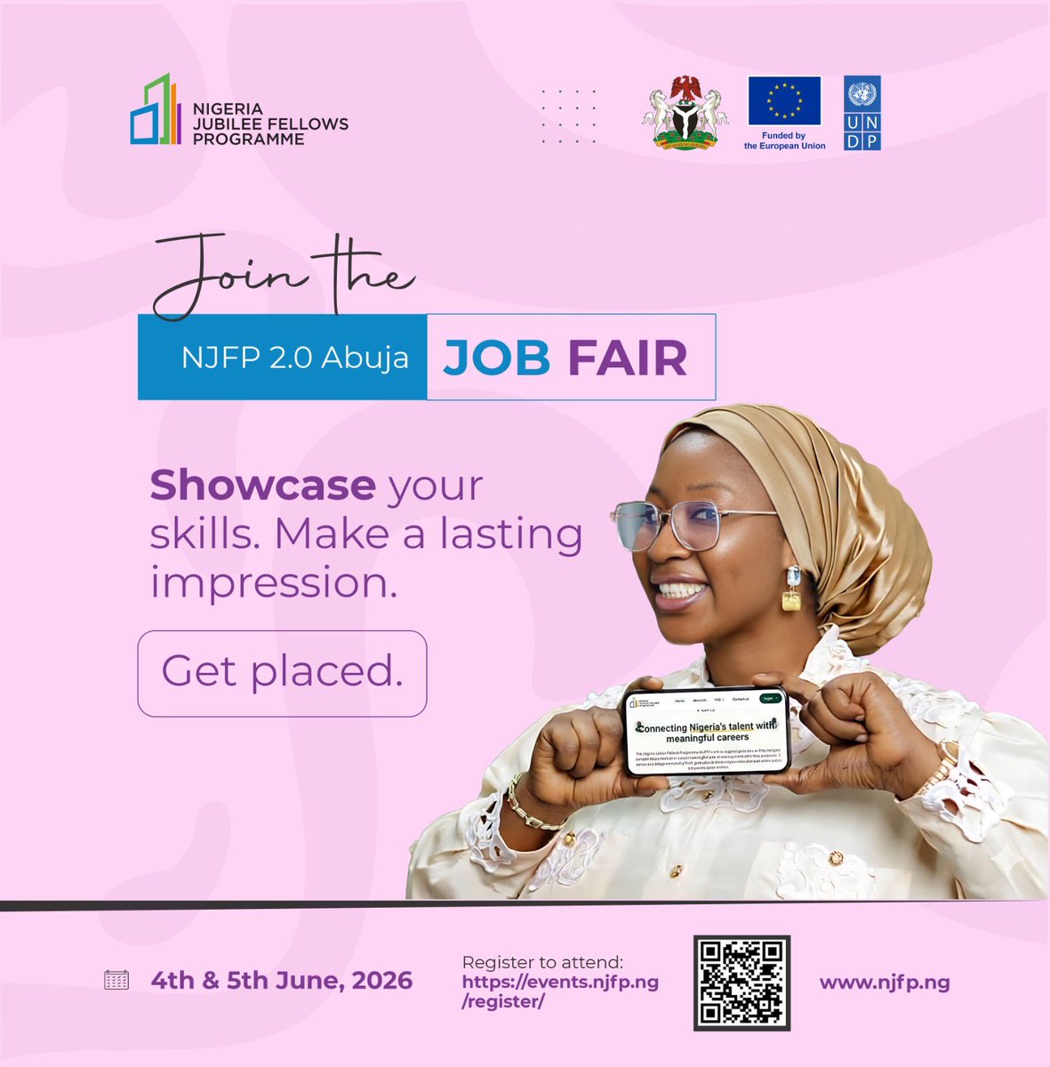 NigeriaJFP's tweet photo. The NJFP 2.0 Abuja Job Fair is more than an event. It's an opportunity! 

Meet employers. 
Demonstrate your potential.
Take a step closer to placement.

Come prepared. Come confident. Come ready.

Register now:
https://t.co/iZqtnQJbMR
#NJFPJobFair #NJFP #NJFP2_0 #ProudlyJubilee #JubileeFellows