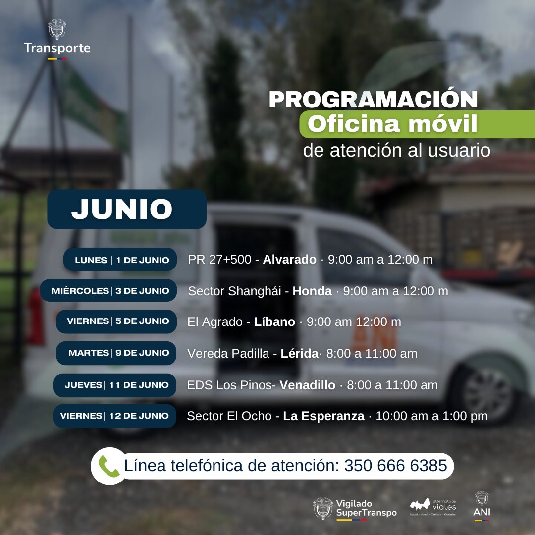 concesionAV's tweet photo. 📢 #OficinaMóvil | Atención al Usuario

Nuestra Oficina Móvil está disponible para atender inquietudes, recibir solicitudes y brindar información sobre el proyecto.

📅 Consulta la programación y visítanos en el punto más cercano.

🤝Atención directa y oportuna para la comunidad. https://t.co/tdKiHRiCLr