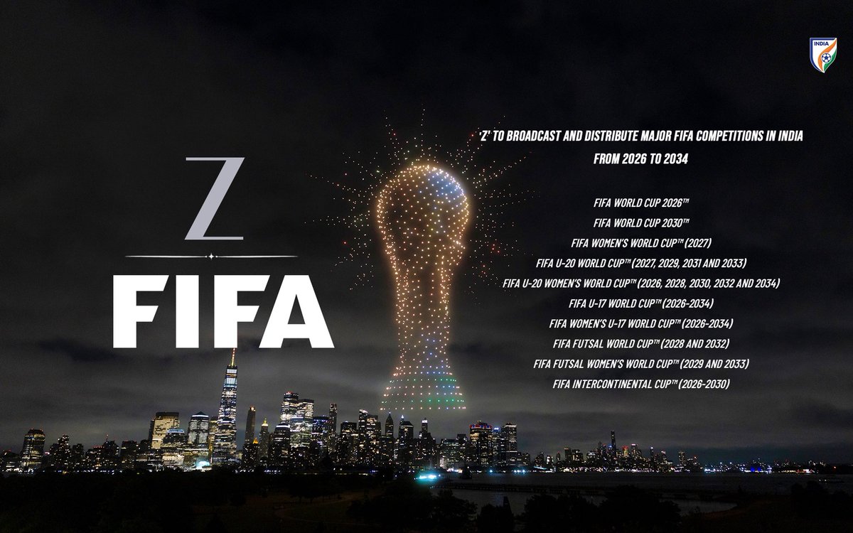 IndianFootball's tweet photo. 🌏 @FIFAcom and @ZEECorporate have partnered up to deliver a broad portfolio of FIFA competitions to India until 2034, including the @FIFAWorldCup and the @FIFAWWC 🏆

#IndianFootball https://t.co/JRFa6X3xXq