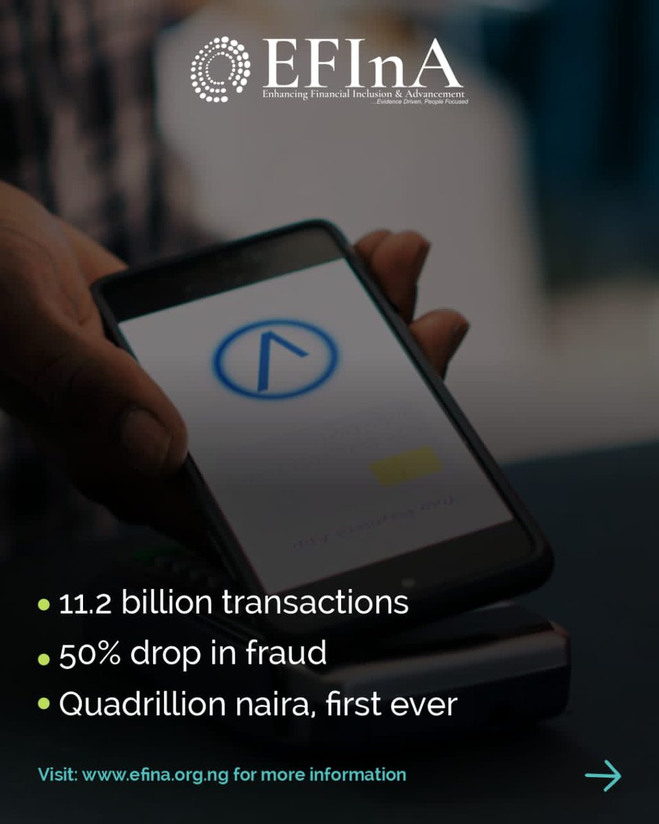 EFInA_Nigeria's tweet photo. Nigeria just made history.
In 2024, Nigeria’s digital payment system processed over 11.2 billion transactions, totalling more than ₦1.07 quadrillion. That’s the first time digital payments in Nigeria have ever crossed the quadrillion-naira mark. And we’re not slowing down. 

The @cenbank has now launched the Payment Service Providers Committee, bringing banks, fintechs, mobile money operators and regulators to one table to coordinate, accelerate, and secure the next phase of growth.

From the CBN to the fintechs, the banks to the mobile money operators, this is what happens when Nigeria builds together. The world is taking notes.