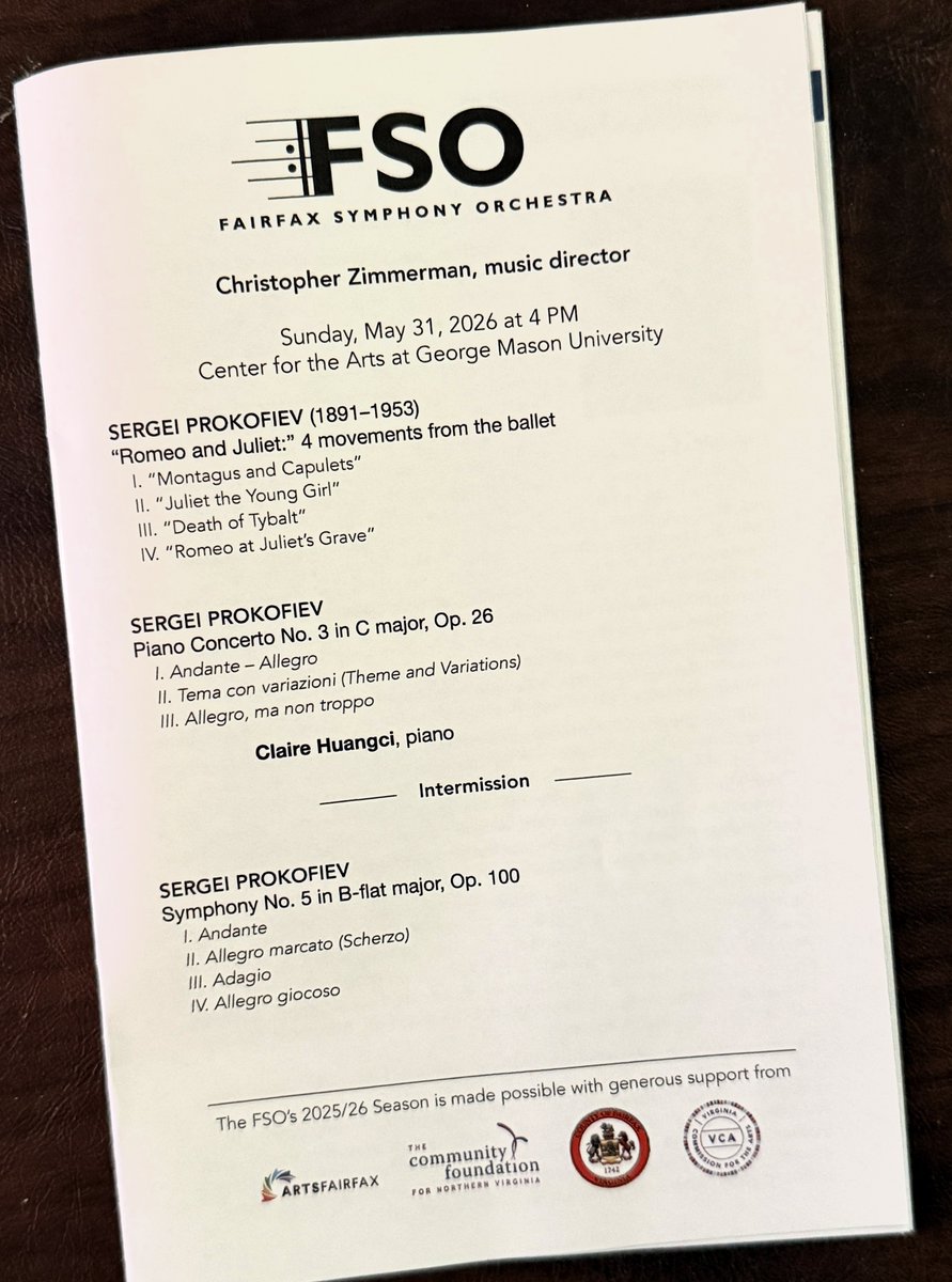 stevethomma's tweet photo. A new fan of pianist Claire Huangci. What a talent.
A growing fan of the Fairfax Symphony.
But not that wild about Prokofiev. https://t.co/4hPpGG8qiQ