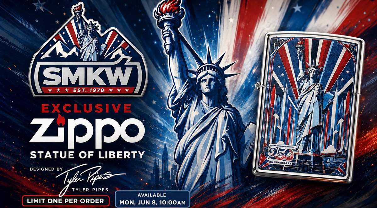 SMKWcom's tweet photo. Zippo SMKW Exclusive Lady Liberty USA 250th Anniversary Tyler Pipes Design
https://t.co/cg8OA1qDiL https://t.co/9mf3OTHCDO