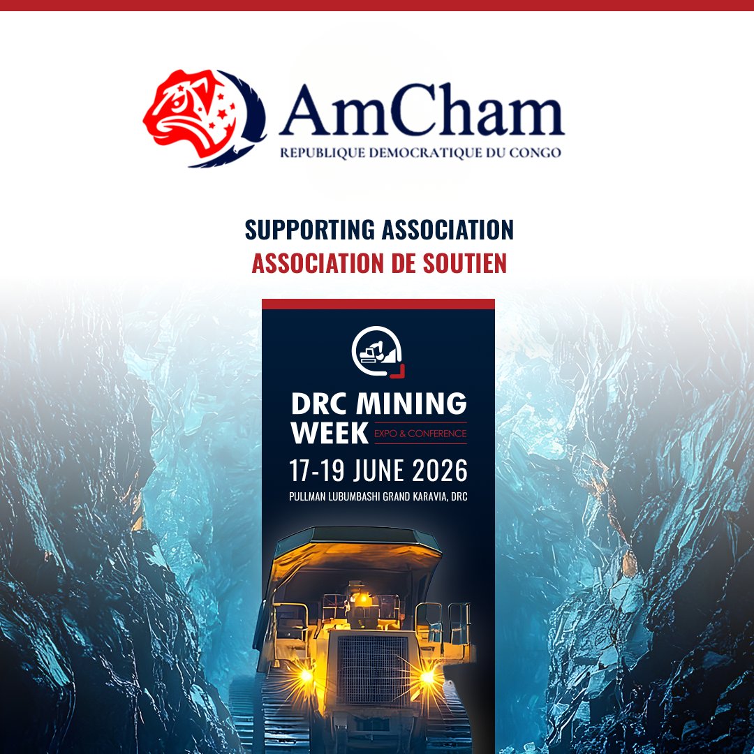 drcminingweek's tweet photo. L'American Chamber of Commerce en RDC rejoint la DRC Mining Week 2026.

Cette collaboration stratégique vise à renforcer les relations RDC–États-Unis dans le secteur minier et la chaîne de valeur des minéraux critiques.

Get your free visitor pass:
https://t.co/UtyTAyG9L0 https://t.co/hzov7F9pbD