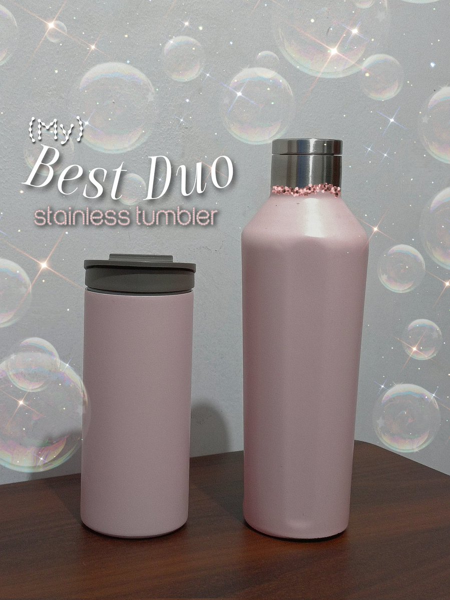 alvphrodite's tweet photo. My perfect lovely pink tumbler! 

One for water, and one for coffee! 
review singkat tumbler favkuuu˙˚ʚ(´◡`)ɞ˚˙ https://t.co/fodsoFWksw