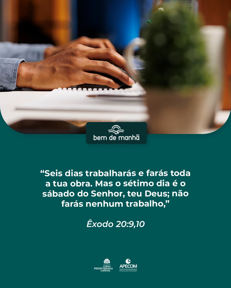 ipboficial's tweet photo. Bem de Manhã: Comece o dia meditando na sabedoria de Deus.

“Seis dias trabalharás e farás toda a tua obra. Mas o sétimo dia é o sábado do Senhor, teu Deus; não farás nenhum trabalho,”

Êxodo 20:9,10 https://t.co/QMmd5TEWEx