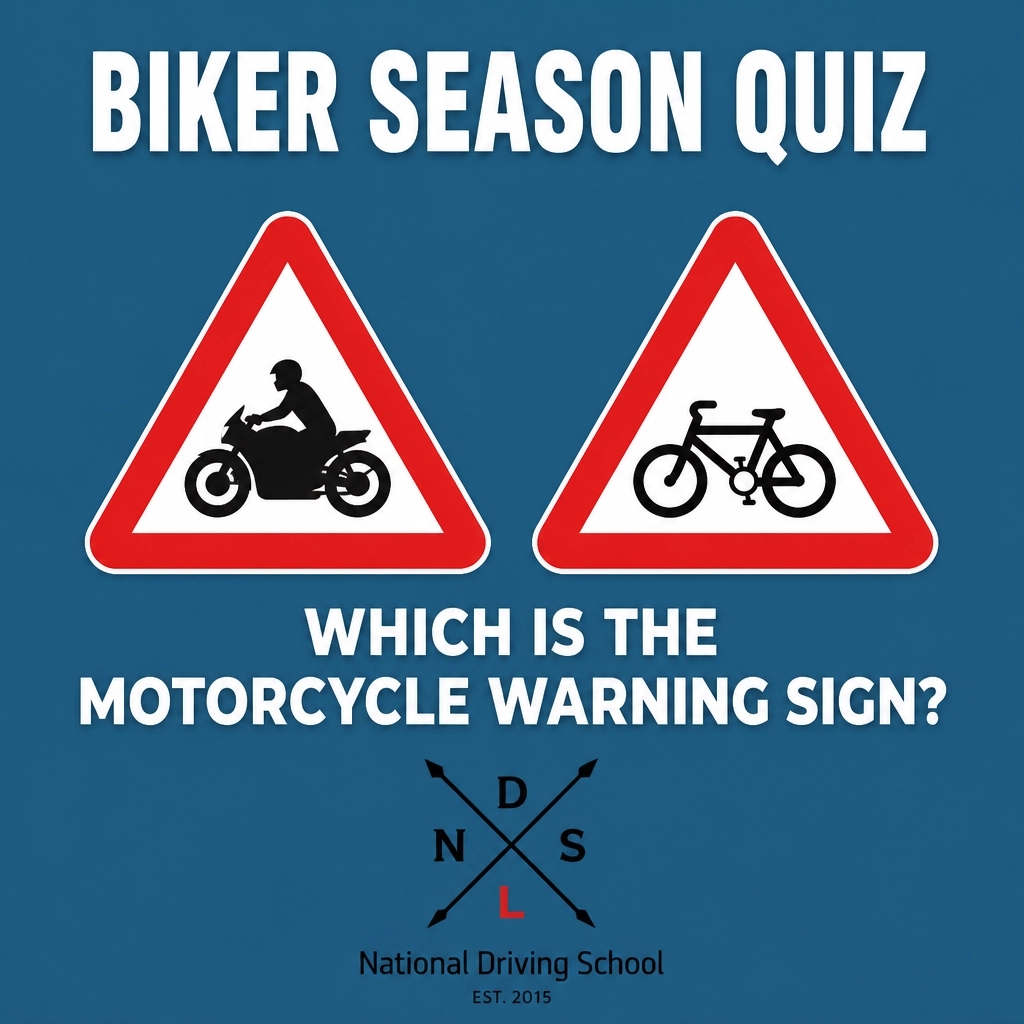 NationalDrivin1's tweet photo. It’s BIKER SEASON! 🏍️ Can YOU spot the difference? Which sign warns of motorcycles, and which is for cycles? Staying aware saves lives. 

Check the Highway Code: https://t.co/FjXUnEBv9B

#NationalDrivingSchool #RoadSafety #BikerSeason #UKDrivers #DrivingLessonsUK https://t.co/EodU34nF1p