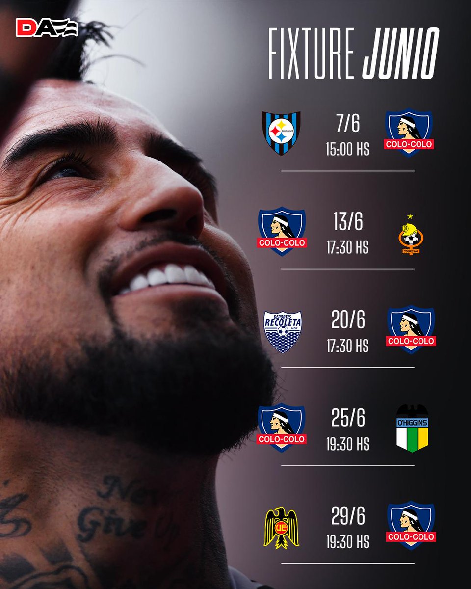 dalealbo's tweet photo. El calendario de junio 🤟 

Colo Colo tendrá cinco partidos en el mes entrante. El primer partido es el cierre de la Copa de la Liga, el segundo por el término de la Liga de Primera y los tres restantes por el inicio de la Copa Chile. https://t.co/SahM0QQW2L