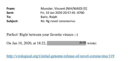 EMM_386's tweet photo. One week into the "start" of the global pandemic Munster is sending smiley faces to Baric about favorite viruses.

"Perfect!" 🙄 https://t.co/ni608QXdyj