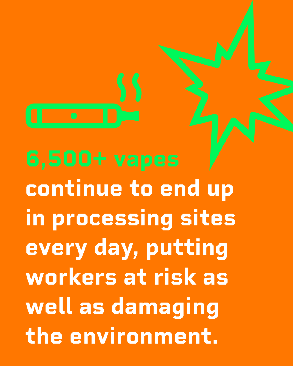 ElecSafetyFirst's tweet photo. Safe disposal isn't complicated. But before you bin your vape, stop and think. Share this message:
🔋#DontBinTheBattery in the general waste.
 
👉Read the full story, featuring more advice from our product safety expert, Giuseppe Capanna:   https://t.co/ydXS2SentD https://t.co/8oXJuMDPsy