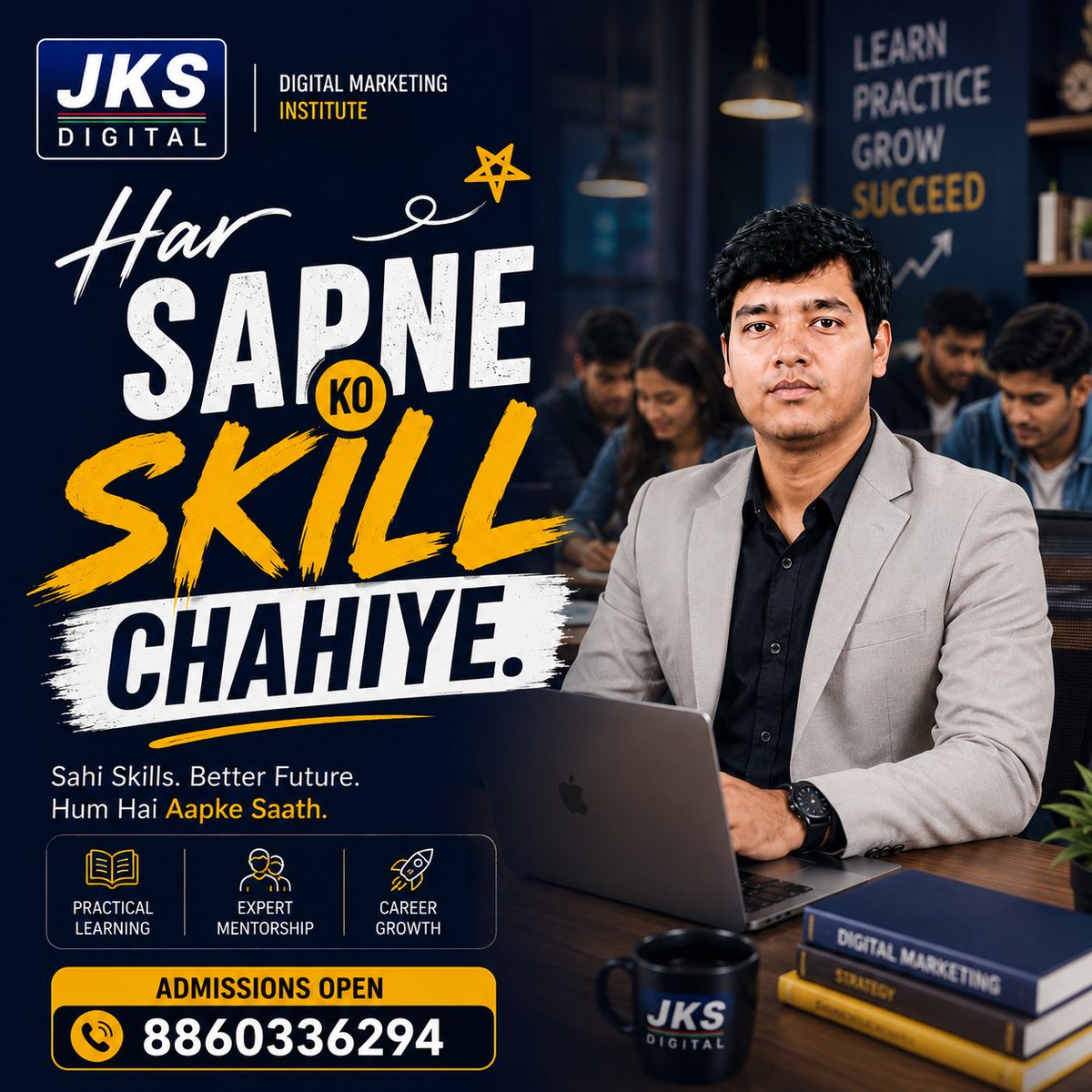 FsDigital01's tweet photo. Har Sapne Ko Skill Chahiye.

Aaj ke time mein sirf sapne dekhna kaafi nahi…
Unhe reality banane ke liye sahi skills chahiye. 🚀
JKS Digital ke saath seekhiye practical digital skills aur banaiye apne future ko strong, smart aur successful. 

+91 8860336294 https://t.co/zJGXbYAXDX