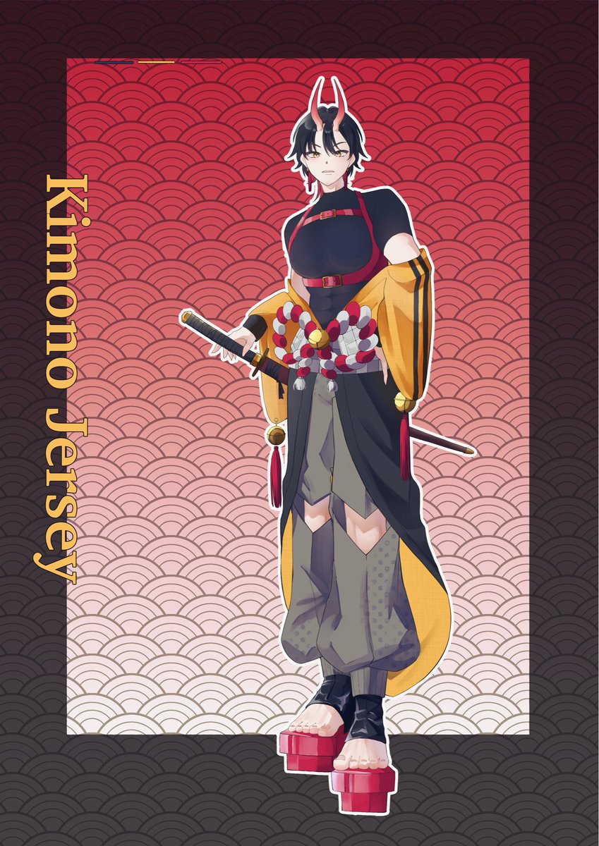 takuno_04's tweet photo. 👹 Kimono Jersey Oni 👹

I love designing characters with a unique twist!

着物ジャージ×鬼の、一癖あるオリジナル立ち絵を描きました〜‼️
 #oc  #イラスト  #characterdesign 
 #illustrationㅤ https://t.co/wUKUFovJDZ