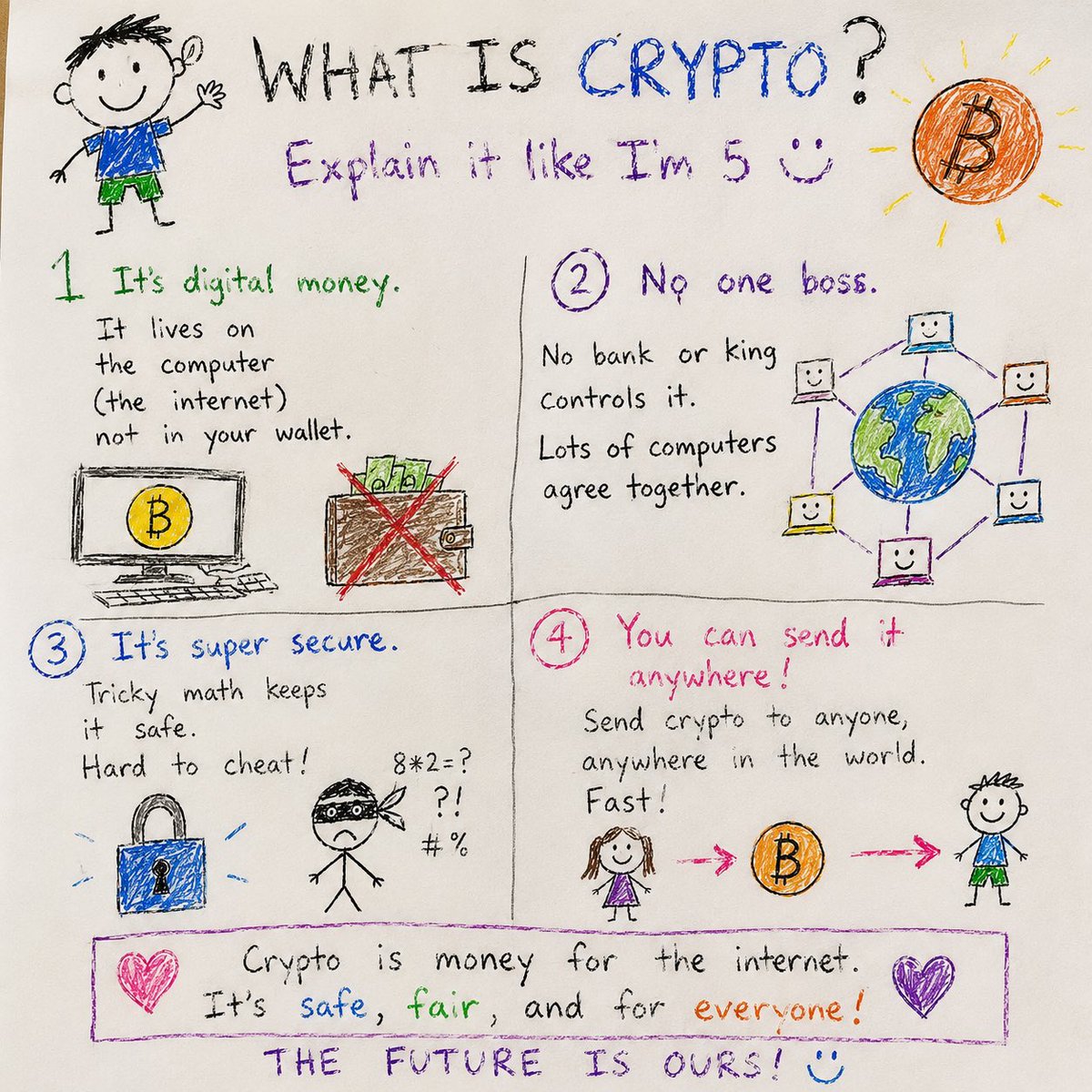Suvat_eth's tweet photo. @BinanceAngels @ragnar_bnb 🖍️ Crypto Lesson #1

Imagine everyone has the same notebook.

Every time someone sends money, everyone writes it down.

That’s called a blockchain. https://t.co/400mTN7lJJ