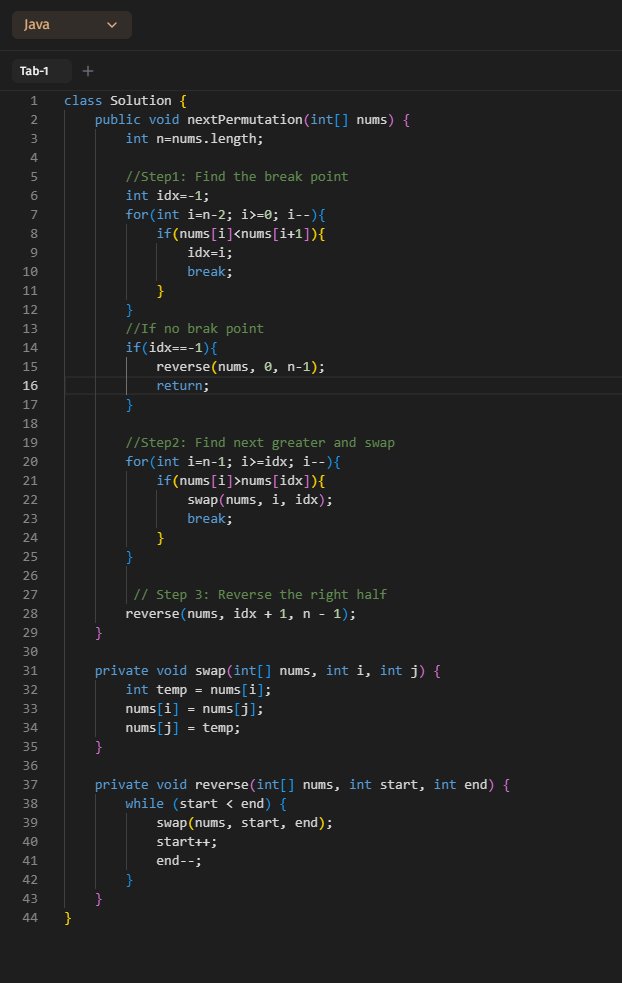 Priya_Chauhan05's tweet photo. Day 1 – #SDESheetChallenge

Started my journey with Striver's SDE Sheet today by solving Array-based problems.

✅ Set Matrix Zeroes
✅ Pascal's Triangle
✅ Next Permutation

#SDESheetChallenge #TakeUForward #Striver #DSA #LeetCode #Java #Programming #ProblemSolving https://t.co/HbNPlhynyf
