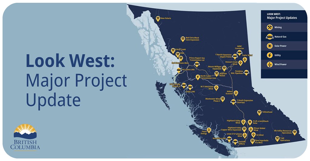 GoliathResource's tweet photo. British Columbia has unveiled a major economic update under its “Look West” strategy, outlining nearly $88 Billion in proposed major projects and a large expansion of priority developments across the province.

🚀 The provincial government update highlights accelerated investment in critical infrastructure, energy, and natural resource projects designed to strengthen long-term economic growth, create tens of thousands of jobs, and expand B.C.’s global competitiveness.

📋  Key themes include:
• Faster approvals for major resource projects
• Expanded clean energy and #mining development
• Increased private-sector investment targets
• Stronger focus on critical minerals and LNG

✅ This marks a continued push to position B.C. as a leading jurisdiction for large-scale resource and infrastructure investment.

Full release:
👉 https://t.co/LQItub6sW3

#CriticalMinerals