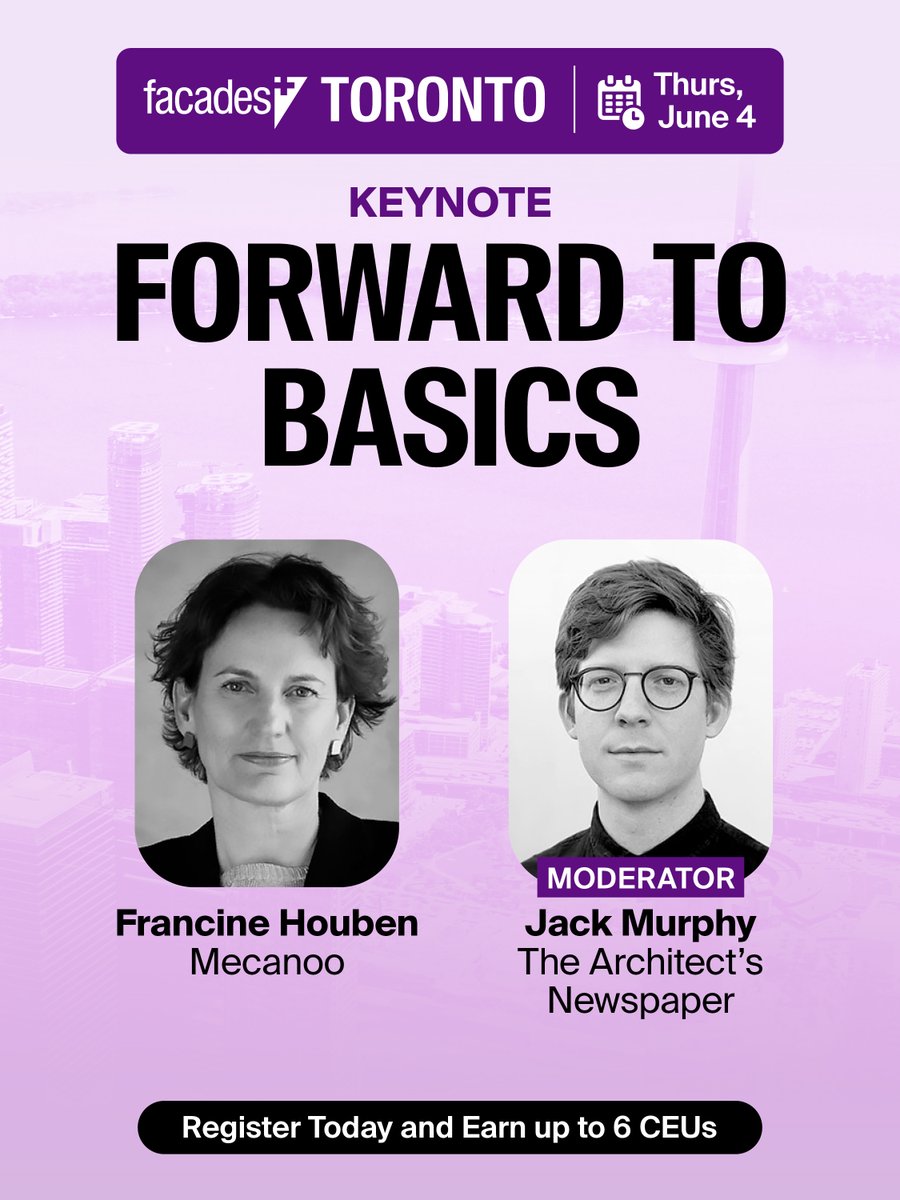FacadesPlus's tweet photo. In three days, Facades+ Toronto features an international keynote from Francine Houben, founding partner of Mecanoo. Register now!
https://t.co/quSmjY25cN https://t.co/8Yt8DAobA9
