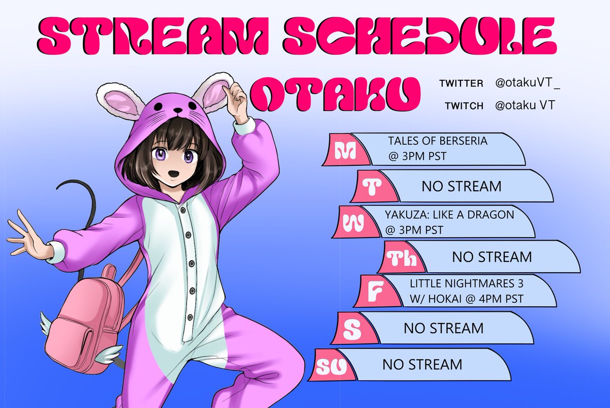 OtakuVT_'s tweet photo. Here's the schedule for week. Happy Pride Month all! https://t.co/Ye4m7tzTIu