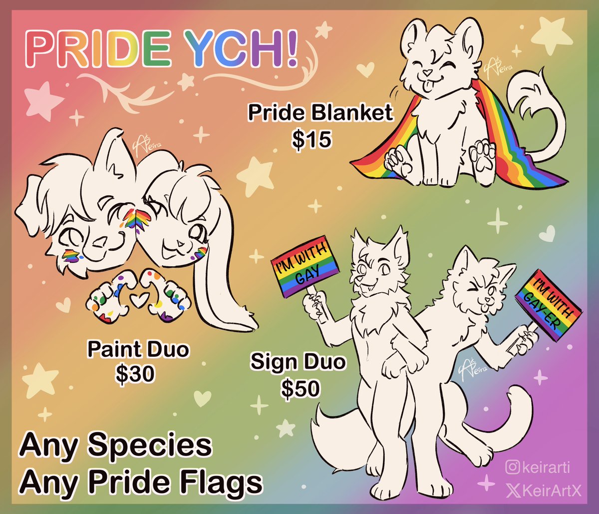 KeirArtX's tweet photo. Happy Pride Month!🏳️‍🌈YCHs
#pride #furry #furryart https://t.co/Z548pWjfSe